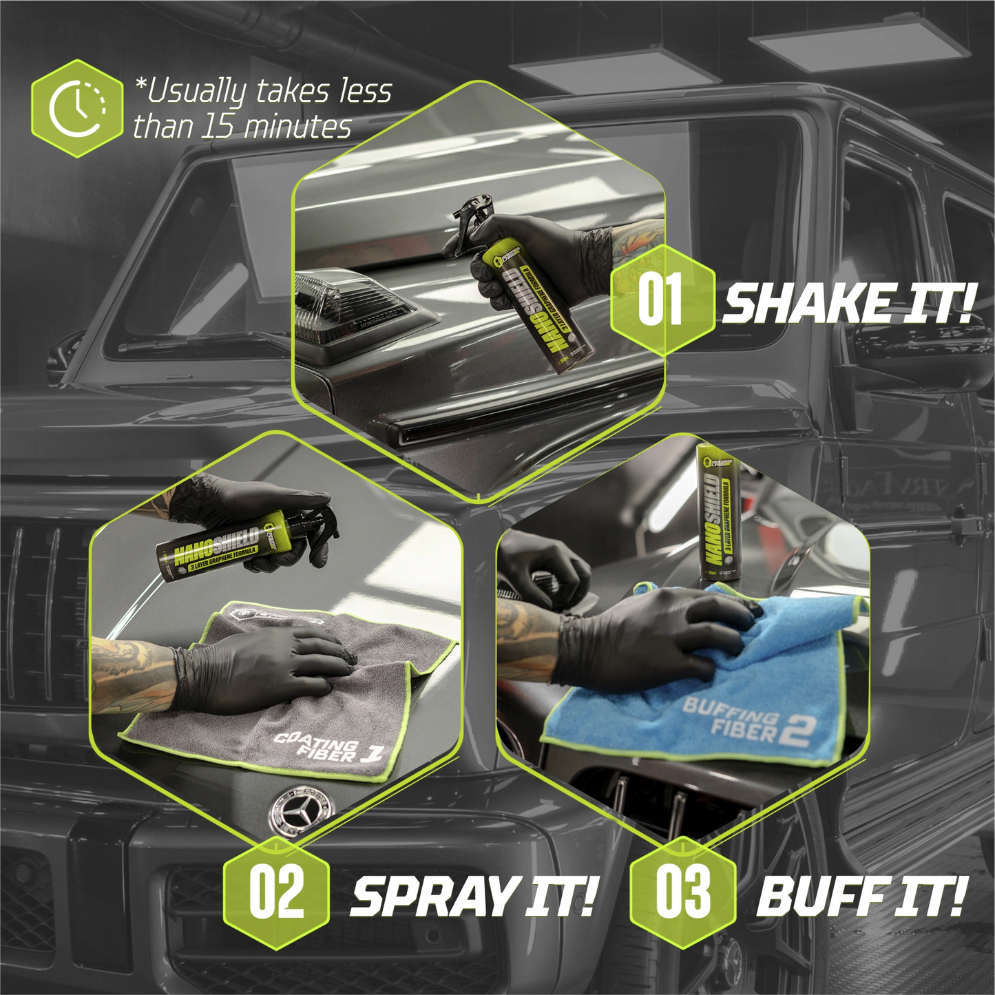 NanoShield -  Спрей с графен, керамика и силикон за полиране и защита на автомобилната боя