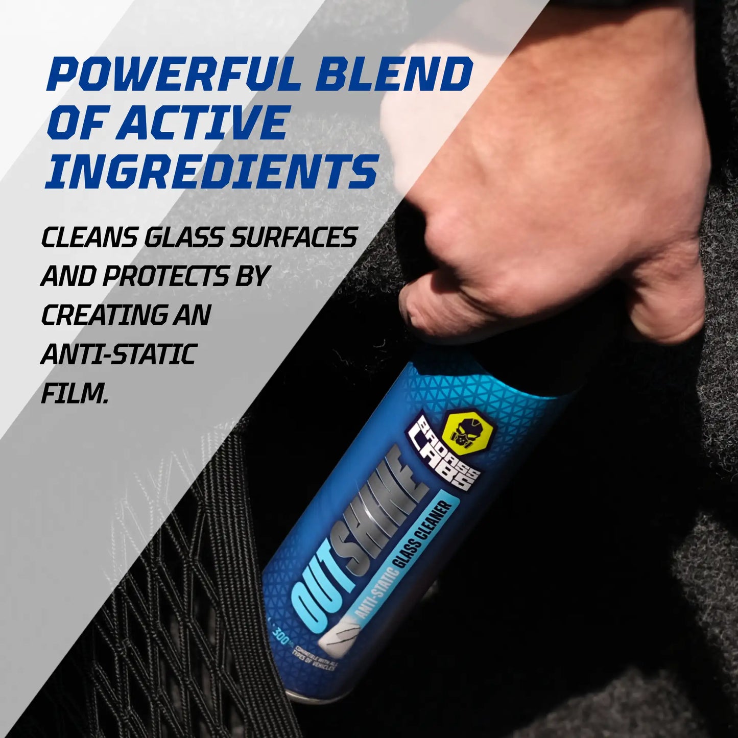 Outshine - Спрей с активна пяна с антистатичен ефект за почистване на стъклени повърхности.