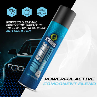 Outshine - Спрей с активна пяна с антистатичен ефект за почистване на стъклени повърхности.